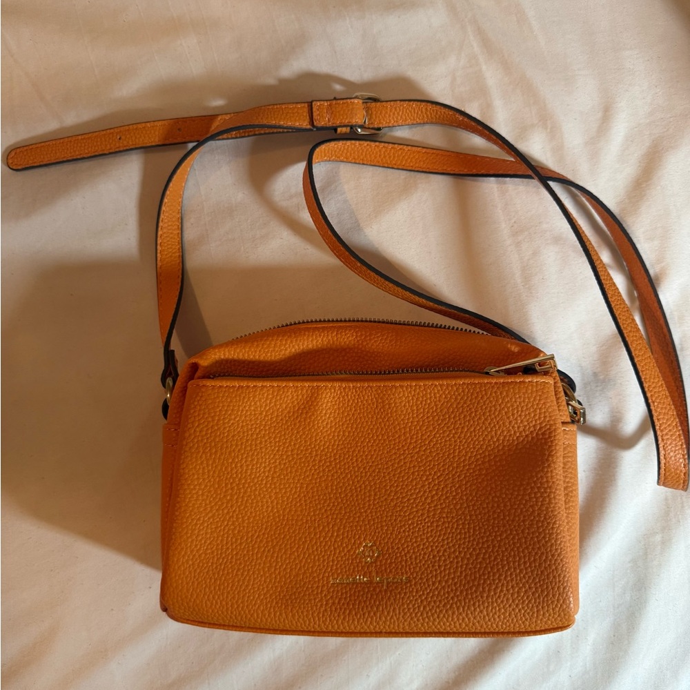 Nanette Lepore Orange Pebbled Crossbody Camera Bag